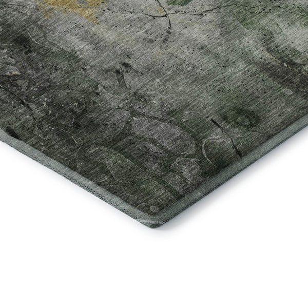 HomeRoots 9' X 12' Modern Abstract Washable Area Rug - Pewter & Charcoal with UV Protection for Busy Homes 715350