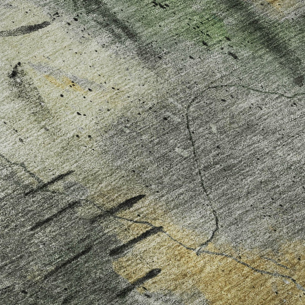HomeRoots 9' X 12' Modern Abstract Washable Area Rug - Pewter & Charcoal with UV Protection for Busy Homes 715350