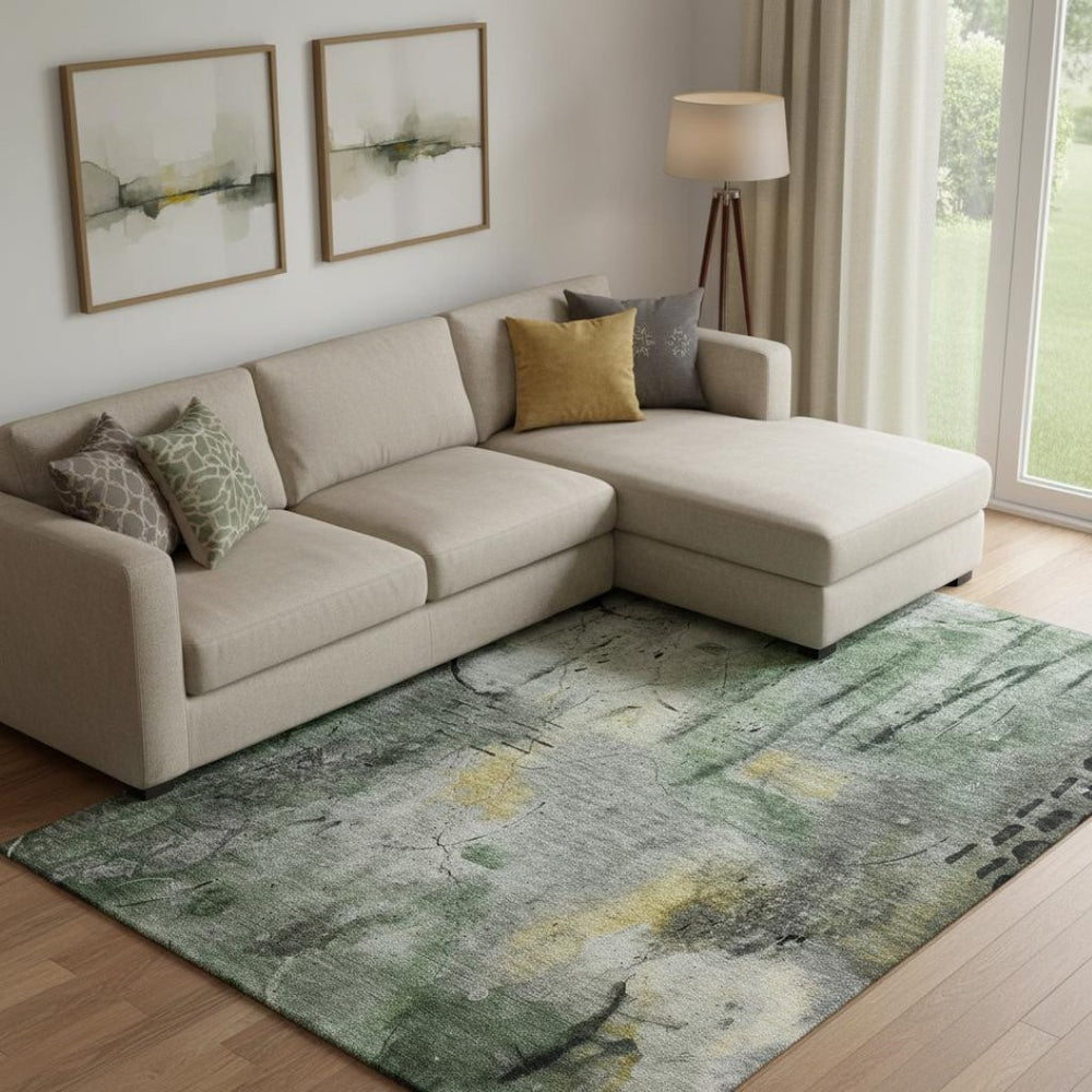 HomeRoots 10' X 14' Contemporary Pewter & Charcoal Abstract Area Rug - Washable, UV Protected & Stain-Resistant 715351