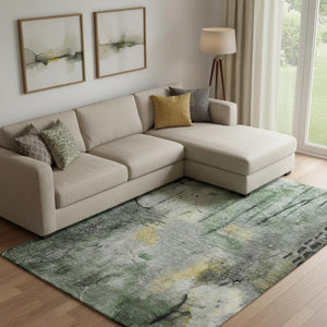 HomeRoots 10' X 14' Contemporary Pewter & Charcoal Abstract Area Rug - Washable, UV Protected & Stain-Resistant 715351