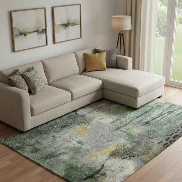 HomeRoots 10' X 14' Contemporary Pewter & Charcoal Abstract Area Rug - Washable, UV Protected & Stain-Resistant 715351