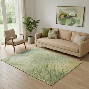 HomeRoots 8' Sage and Teal Abstract Washable Round Rug – Durable, UV-Protected, Modern Style for Any Space! 715354