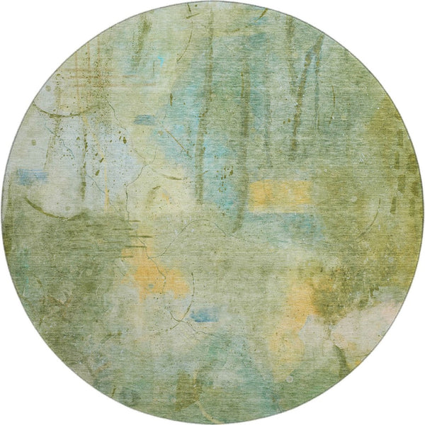 HomeRoots 8' X 10' Sage and Teal Abstract Area Rug - Durable, Washable, UV-Protected for Busy Homes & Outdoors 715355