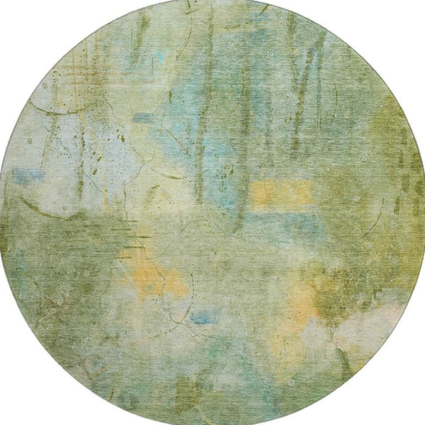 HomeRoots 8' X 10' Sage and Teal Abstract Area Rug - Durable, Washable, UV-Protected for Busy Homes & Outdoors 715355