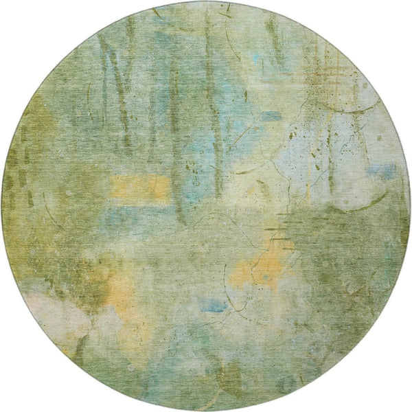 HomeRoots 8' X 10' Sage and Teal Abstract Area Rug - Durable, Washable, UV-Protected for Busy Homes & Outdoors 715355
