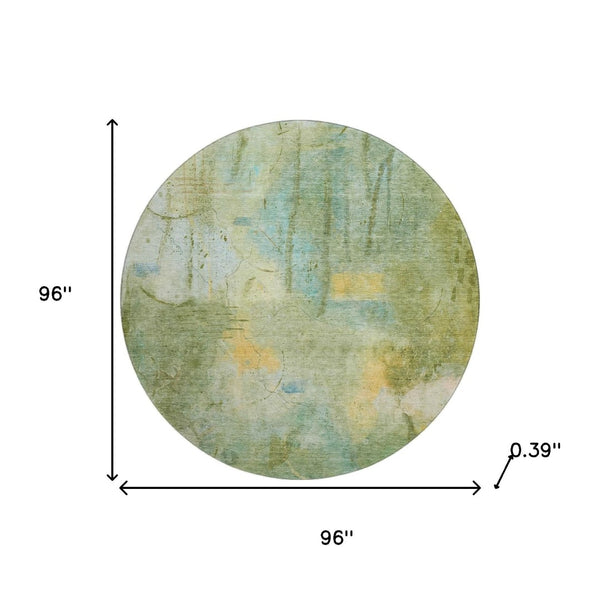 HomeRoots 8' X 10' Sage and Teal Abstract Area Rug - Durable, Washable, UV-Protected for Busy Homes & Outdoors 715355