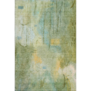 HomeRoots 9' X 12' Sage and Teal Abstract Area Rug - Washable, Stain Resistant, UV Protected for Modern Homes 715356