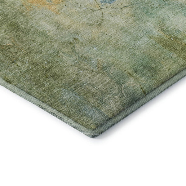 HomeRoots 9' X 12' Sage and Teal Abstract Area Rug - Washable, Stain Resistant, UV Protected for Modern Homes 715356