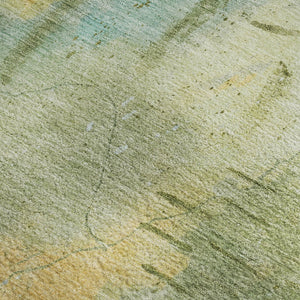 HomeRoots 9' X 12' Sage and Teal Abstract Area Rug - Washable, Stain Resistant, UV Protected for Modern Homes 715356