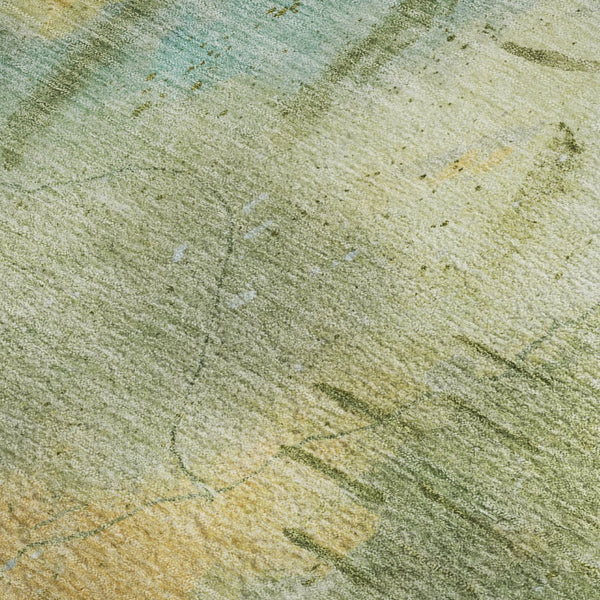 HomeRoots 9' X 12' Sage and Teal Abstract Area Rug - Washable, Stain Resistant, UV Protected for Modern Homes 715356