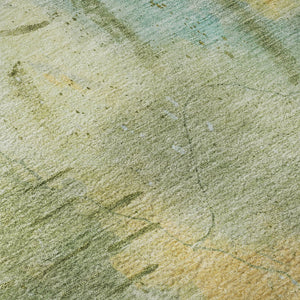 HomeRoots 9' X 12' Sage and Teal Abstract Area Rug - Washable, Stain Resistant, UV Protected for Modern Homes 715356