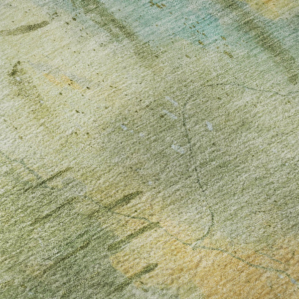HomeRoots 9' X 12' Sage and Teal Abstract Area Rug - Washable, Stain Resistant, UV Protected for Modern Homes 715356