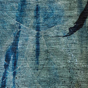 HomeRoots 5' X 8' Teal and Green Abstract Area Rug - Washable, UV Protected, Modern Design for Active Homes 715359
