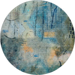 HomeRoots 8' X 10' Teal and Green Abstract Area Rug - Washable, UV Protected, Durable for Kids & Pets 715361