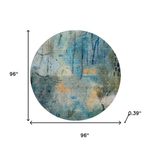 HomeRoots 8' X 10' Teal and Green Abstract Area Rug - Washable, UV Protected, Durable for Kids & Pets 715361