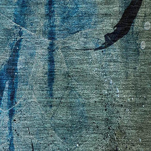 HomeRoots 10' X 14' Teal & Green Abstract Area Rug - Washable, UV-Protected, Stylish for Kids & Pets! 715363