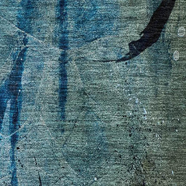 HomeRoots 10' X 14' Teal & Green Abstract Area Rug - Washable, UV-Protected, Stylish for Kids & Pets! 715363