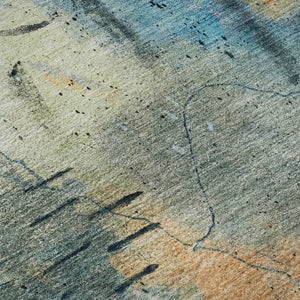 HomeRoots 10' X 14' Teal & Green Abstract Area Rug - Washable, UV-Protected, Stylish for Kids & Pets! 715363