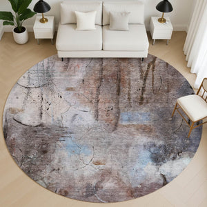 HomeRoots 8' X 10' Washable Taupe & Gray Abstract Area Rug with UV Protection for Modern Homes & Easy Care 715367