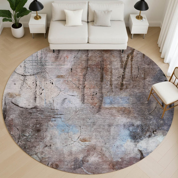 HomeRoots 8' X 10' Washable Taupe & Gray Abstract Area Rug with UV Protection for Modern Homes & Easy Care 715367