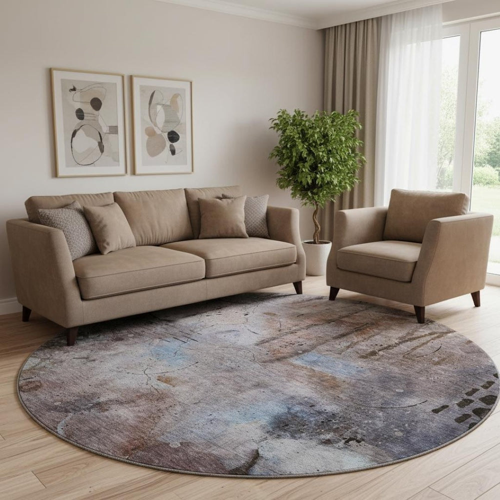 HomeRoots 8' X 10' Washable Taupe & Gray Abstract Area Rug with UV Protection for Modern Homes & Easy Care 715367