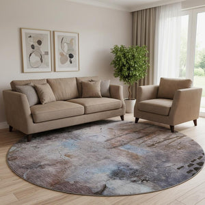 HomeRoots 8' X 10' Washable Taupe & Gray Abstract Area Rug with UV Protection for Modern Homes & Easy Care 715367
