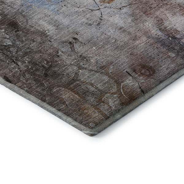 HomeRoots 9' X 12' Taupe and Gray Abstract Area Rug - Washable, UV Protected, Non-Slip, Modern Design for Home 715368