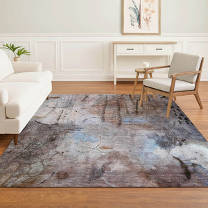HomeRoots 9' X 12' Taupe and Gray Abstract Area Rug - Washable, UV Protected, Non-Slip, Modern Design for Home 715368