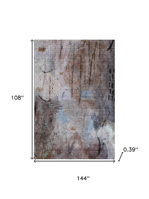 HomeRoots 10' X 14' Stylish Taupe and Gray Abstract Area Rug - Washable, UV Protected, Pet-Friendly Design! 715369