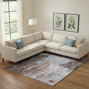 HomeRoots 10' X 14' Stylish Taupe and Gray Abstract Area Rug - Washable, UV Protected, Pet-Friendly Design! 715369