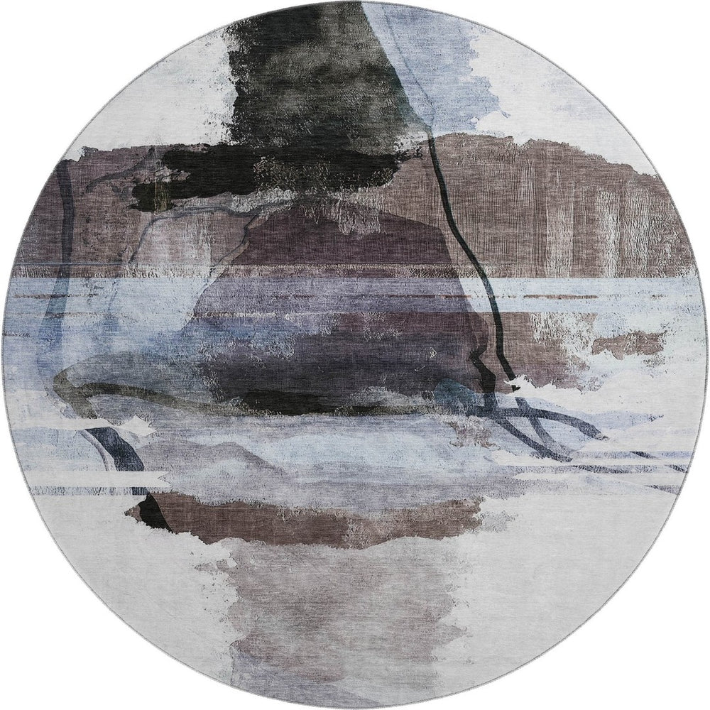 HomeRoots 8' X 10' Modern Brown and Ivory Abstract Washable Area Rug with UV Protection for Active Homes 715373