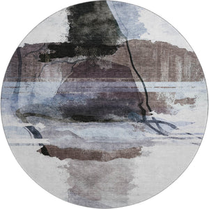 HomeRoots 8' X 10' Modern Brown and Ivory Abstract Washable Area Rug with UV Protection for Active Homes 715373