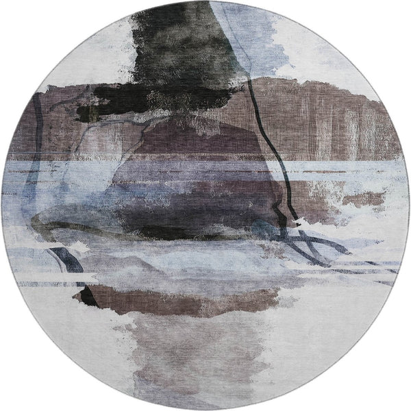 HomeRoots 8' X 10' Modern Brown and Ivory Abstract Washable Area Rug with UV Protection for Active Homes 715373