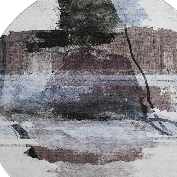 HomeRoots 8' X 10' Modern Brown and Ivory Abstract Washable Area Rug with UV Protection for Active Homes 715373