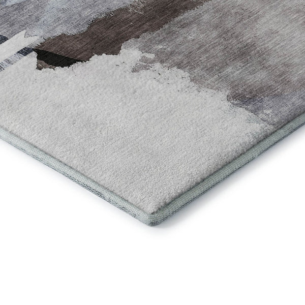 HomeRoots 8' X 10' Modern Brown and Ivory Abstract Washable Area Rug with UV Protection for Active Homes 715373