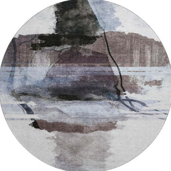 HomeRoots 8' X 10' Modern Brown and Ivory Abstract Washable Area Rug with UV Protection for Active Homes 715373