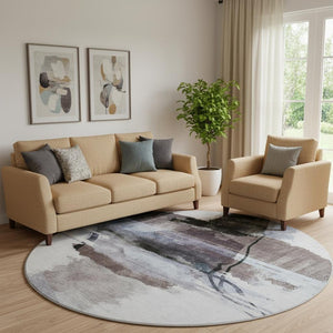 HomeRoots 8' X 10' Modern Brown and Ivory Abstract Washable Area Rug with UV Protection for Active Homes 715373