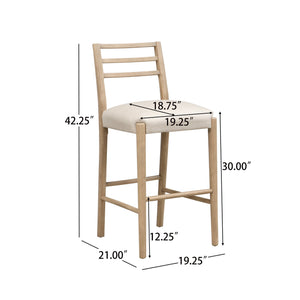 English Elm Christopher Knight Home® - BAR STOOL ladder-back farmhouse set of 2 with upholstered rubberwood seats, tapered legs, timeless charm Beige N771P339875A