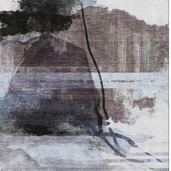 HomeRoots 9' X 12' Modern Brown & Ivory Abstract Area Rug - Washable, UV Protected, Stain Resistant for Homes 715374