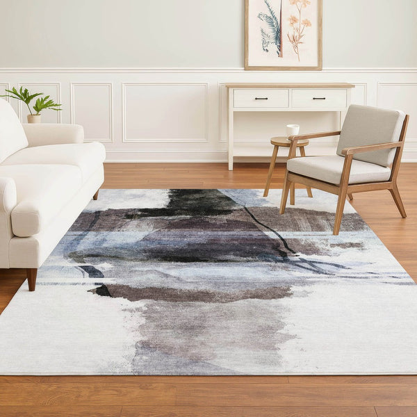HomeRoots 10' X 14' Brown & Ivory Abstract Washable Area Rug – Stylish, Durable, UV-Protected for High-Traffic Homes 715375