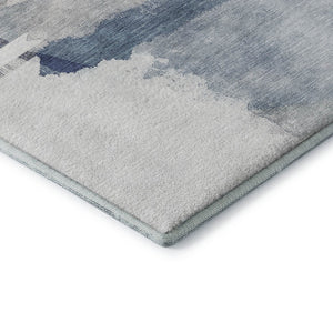 HomeRoots 5' X 8' Blue and Ivory Abstract Area Rug - Machine Washable, UV Protected, Stain Resistant, Durable! 715377