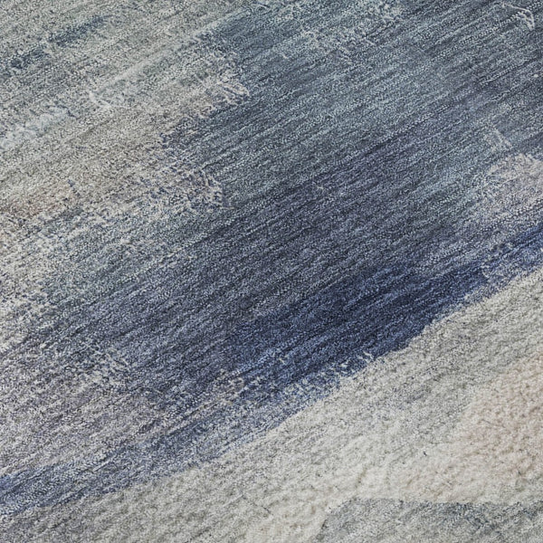 HomeRoots 5' X 8' Blue and Ivory Abstract Area Rug - Machine Washable, UV Protected, Stain Resistant, Durable! 715377