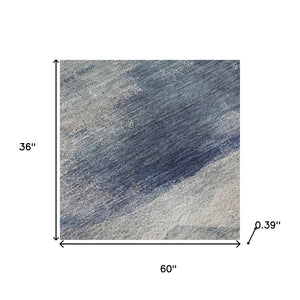 HomeRoots 5' X 8' Blue and Ivory Abstract Area Rug - Machine Washable, UV Protected, Stain Resistant, Durable! 715377