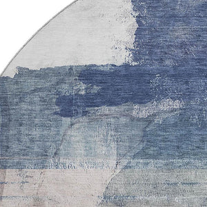 HomeRoots 8' X 10' Blue & Ivory Abstract Washable Area Rug - UV Protected, Stain Resistant & Non-Slip Backing 715379