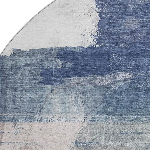 HomeRoots 8' X 10' Blue & Ivory Abstract Washable Area Rug - UV Protected, Stain Resistant & Non-Slip Backing 715379