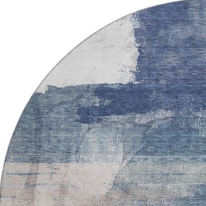 HomeRoots 8' X 10' Blue & Ivory Abstract Washable Area Rug - UV Protected, Stain Resistant & Non-Slip Backing 715379