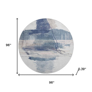 HomeRoots 8' X 10' Blue & Ivory Abstract Washable Area Rug - UV Protected, Stain Resistant & Non-Slip Backing 715379