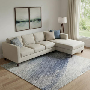 HomeRoots 10' Blue & Ivory Abstract Washable Area Rug - Durable, Stain Resistant, UV Protected for Homes 715381
