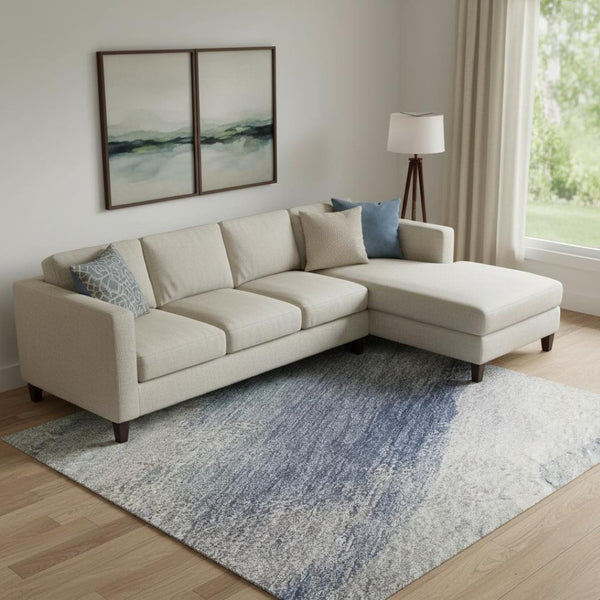 HomeRoots 10' Blue & Ivory Abstract Washable Area Rug - Durable, Stain Resistant, UV Protected for Homes 715381