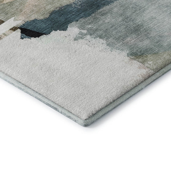 HomeRoots 8' X 10' Washable Green & Ivory Abstract Area Rug with UV Protection – Durable, Stylish, and Versatile! 715385